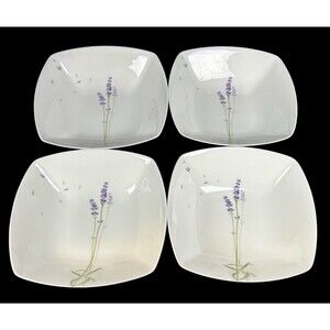 Mikasa LAVENDER LANE Coupe Soup Bowl (s) LOT OF 4 Purple Flower on White ANO16